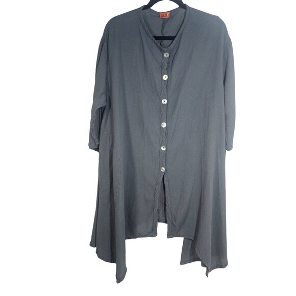 Oh My Gauze Btn Up Cotton Tunic Top CoverUp Sz L/XL Lightweight Handpockets NWT - Picture 4 of 9